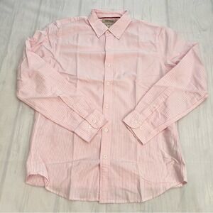 Goodthreads Men's Slim-Fit Long-Sleeve Pink Stripe Oxford Shirt size M